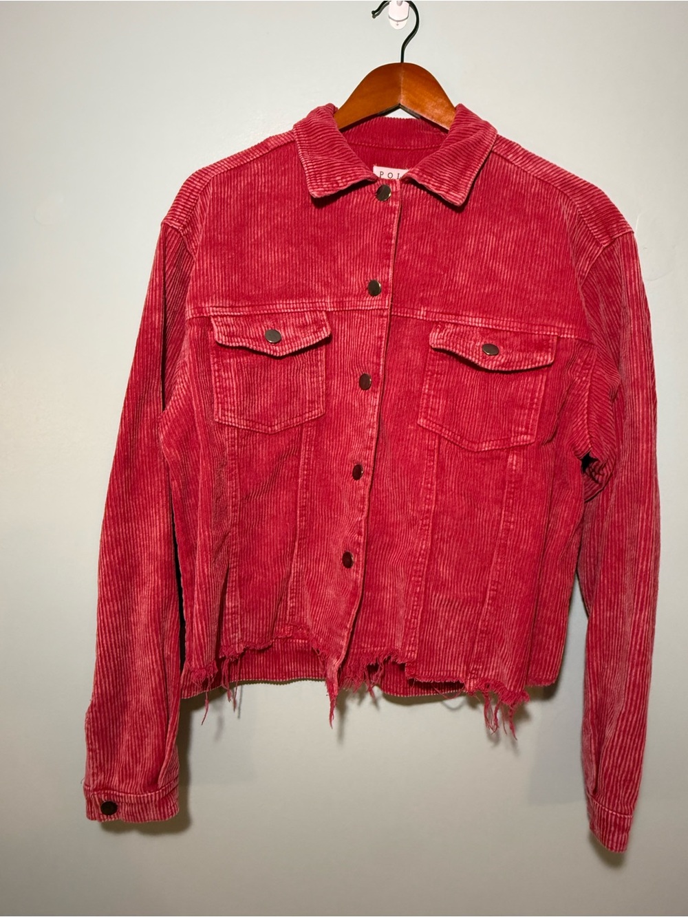 POL Red Corduroy Distressed Jacket